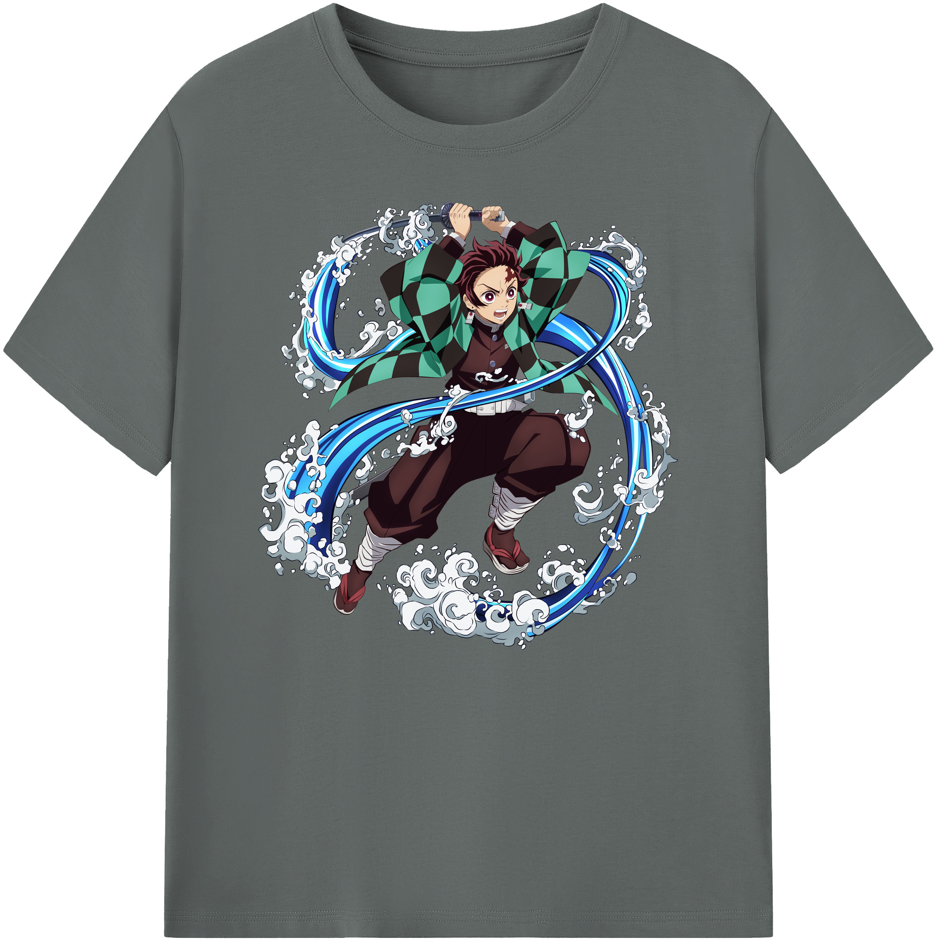 （画像用） 鬼滅の刃 竈門 炭治郎／かまど たんじろう Kamado Tanjirou 綿100％ メンズ半袖Tシャツ｜肌触りやわらか＆通気性